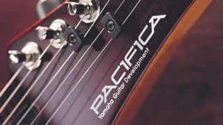Yamaha Pacifica 112V review: headstock close up that reads 'Yamaha Guitar Development' under the 'Pacifica' logo