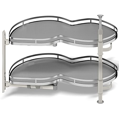 Blind Corner Cabinet Pull Out Organizer, Soft Close Swing Left Pull Out Cabinet Organizer 36inch, Corner Cabinet Lazy Susan for Corner Cabinet Blind Shelf, 2 Tiers Tray, Adjustable Height