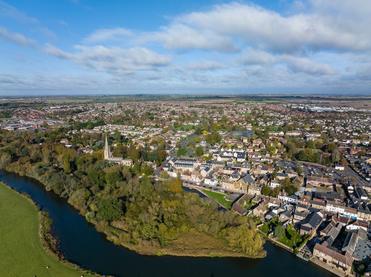 An aerial photo of a town taken on the DJI Mavic 3 drone