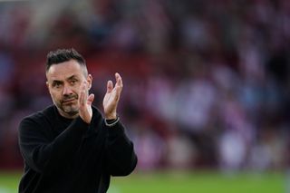 Roberto De Zerbi, manager of Tottenham Hotspur, is pictured during the Premier League match between Brentford and Tottenham Hotspur at Gtech Community Stadium in London, United Kingdom, on August 22, 2026. (Photo by Harvey Murphy/News Images/NurPhoto via Getty Images)