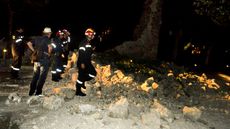 firefighters rubble
