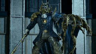 Code Vein 2 Franz Dejected Assailant boss guide: An upper-body shot of Franz, a skeletal-like character with a large claw on their left arm and a gun in their right hand.
