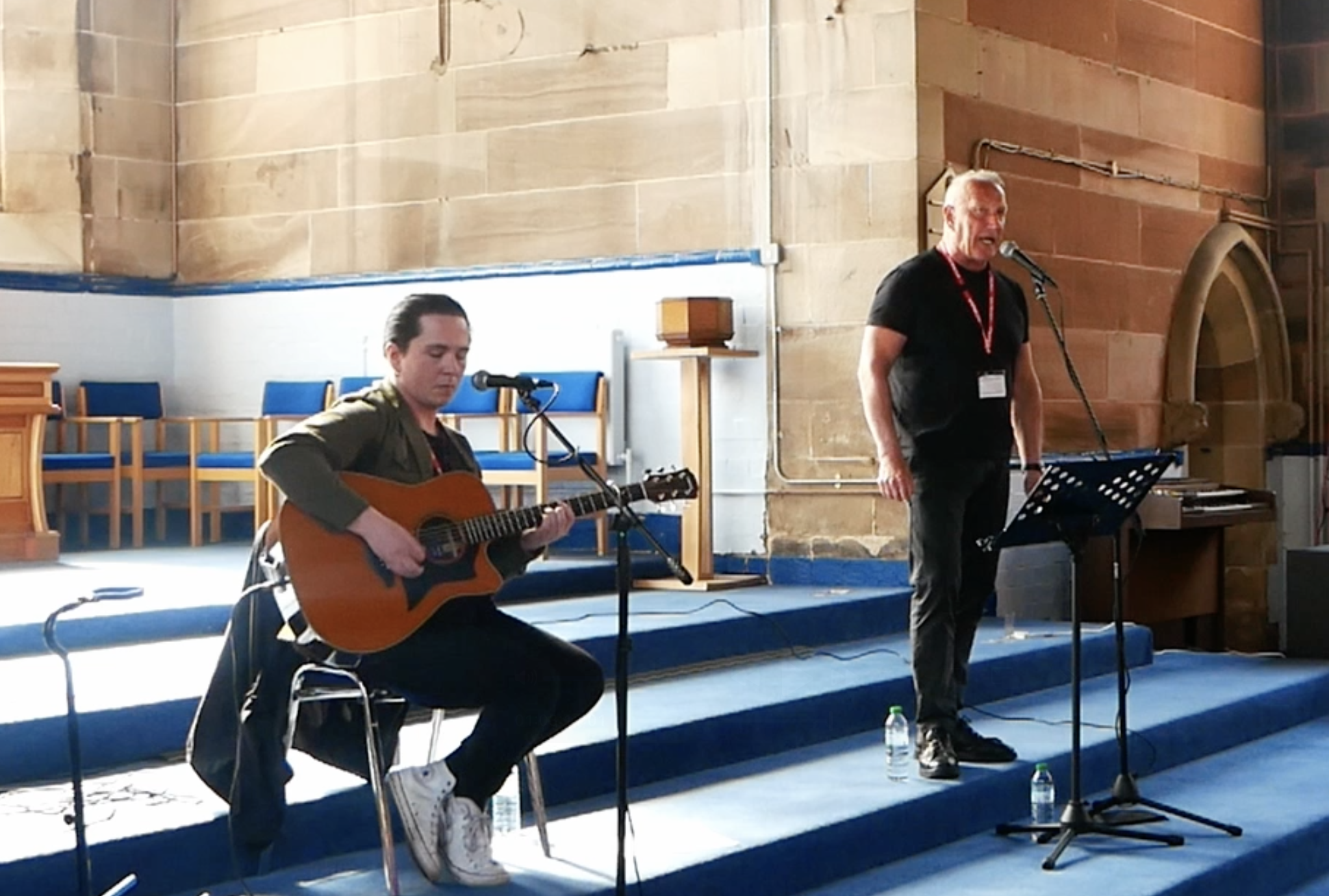 Connor and Richard of the Skids performing at Barlinnie prison chapel