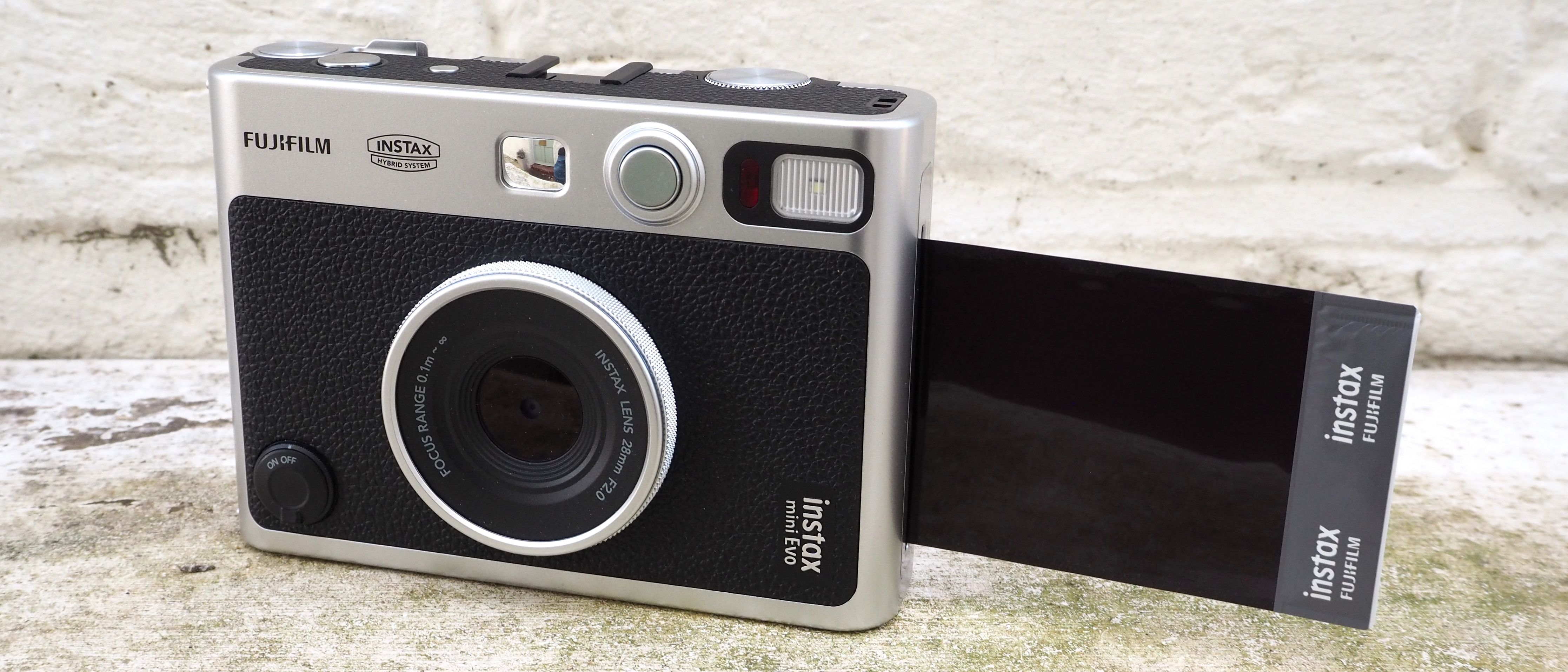  Fujifilm Instax Mini EVO Hybrid Black Instant Camera Bundle  with 2X Mini Twin Pack Instant Film : Electronics
