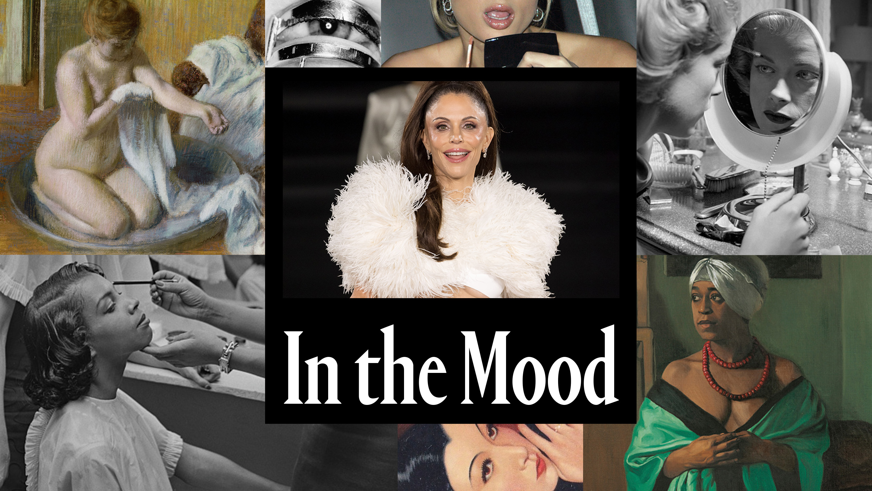 bethenny frankel against an in the mood collage of women getting ready