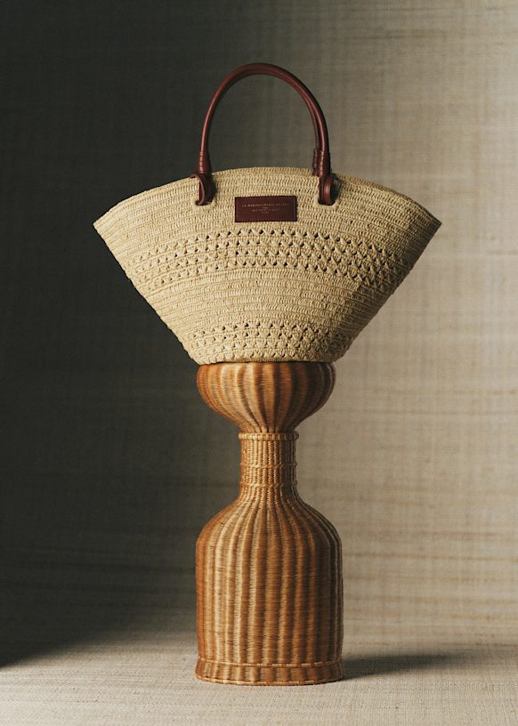 Justine Basket Bag - Natural Perforated Raffia - Raffia - S&amp;eacute;zane