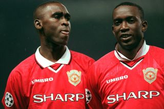 Andy Cole and Dwight Yorke of Manchester United