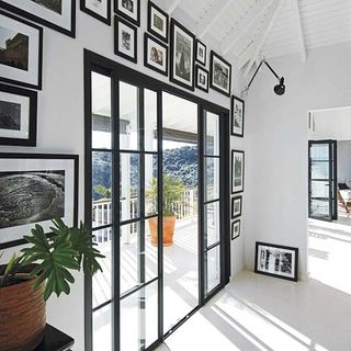 geometric pattern windows with frames