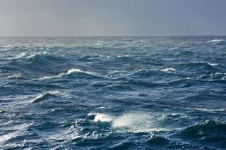 Rough seas in the Southern Atlantic Ocean.