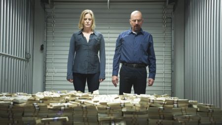 Anna Gunn and Bryan Cranston as Skyler and Walter White in Breaking Bad