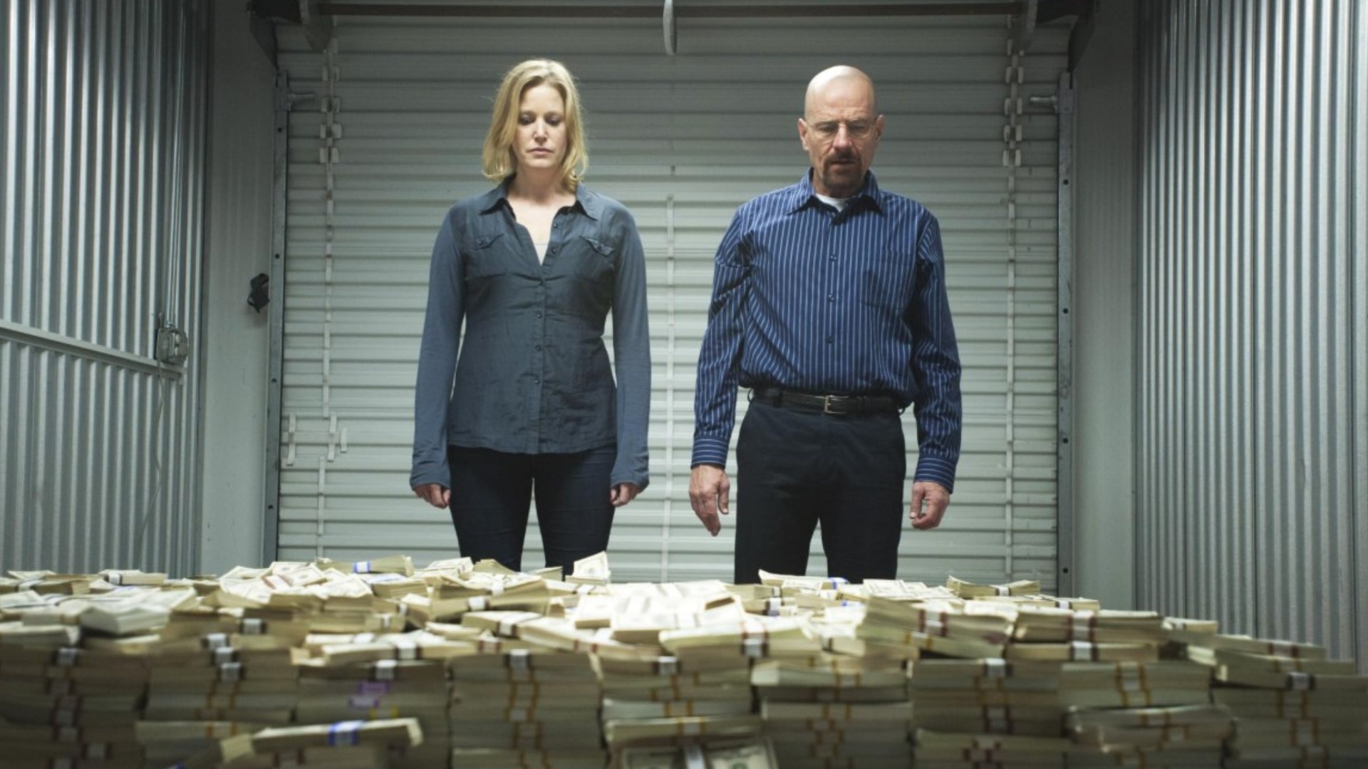 Anna Gunn and Bryan Cranston as Skyler and Walter White in Breaking Bad