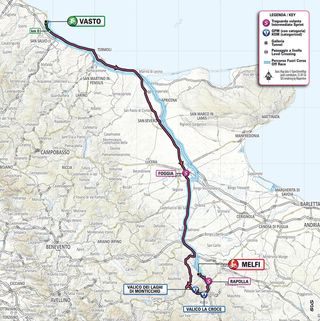 The map of stage 3 of the Giro d'Italia