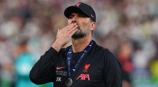 Jurgen Klopp blows a kiss after Liverpool's Champions League final defeat to Real Madrid.