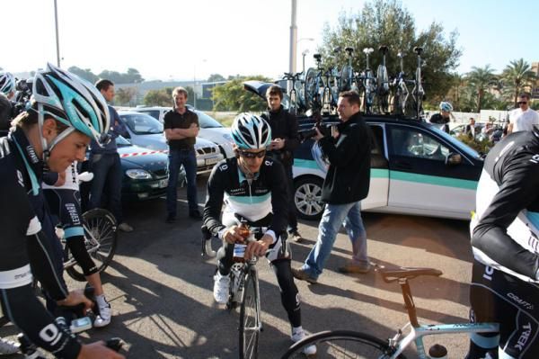 Linus Gerdemann (Leopard Trek) looks excited about the four-hour training ride that's about to start