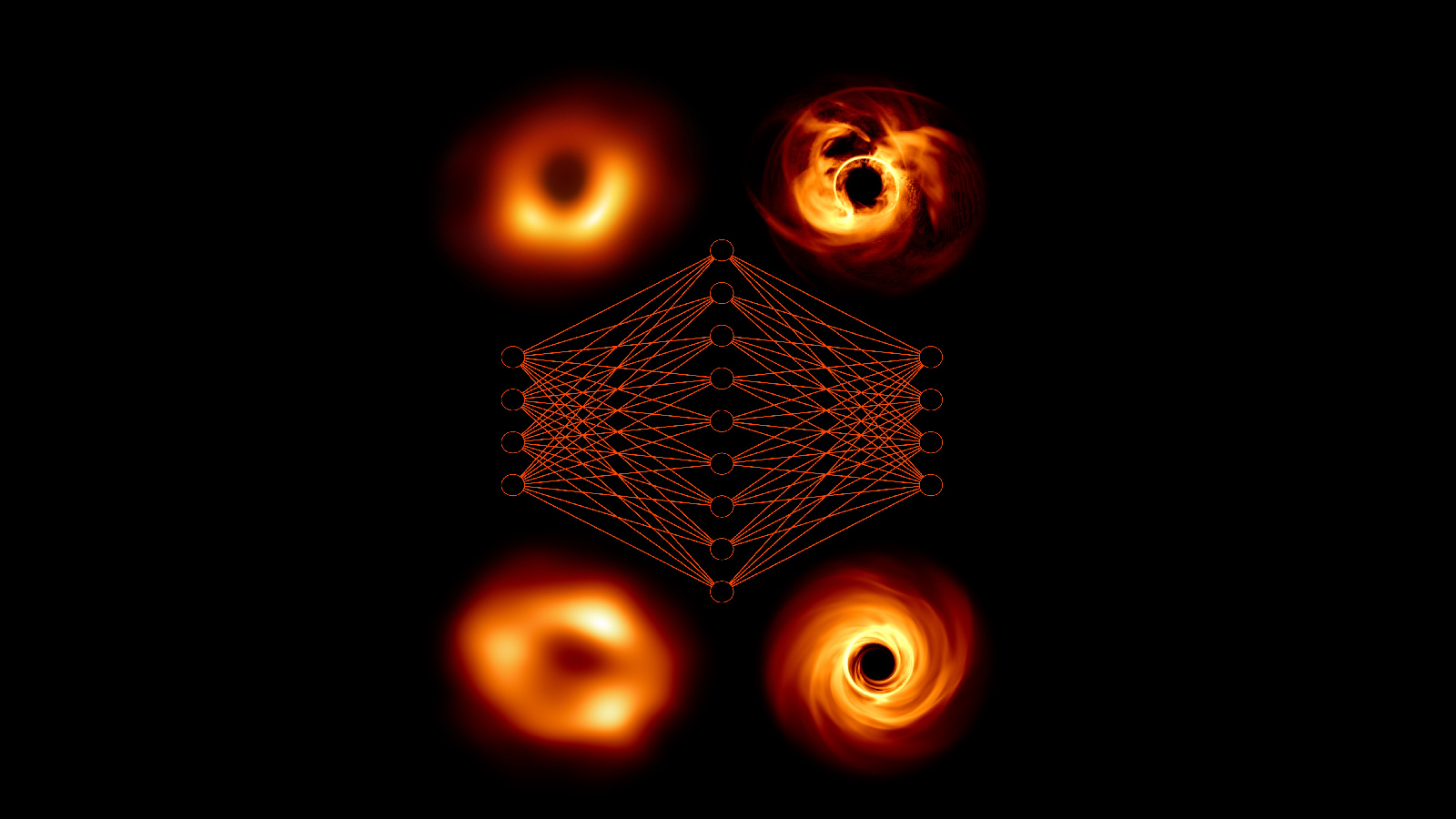 Four golden rings on a black background
