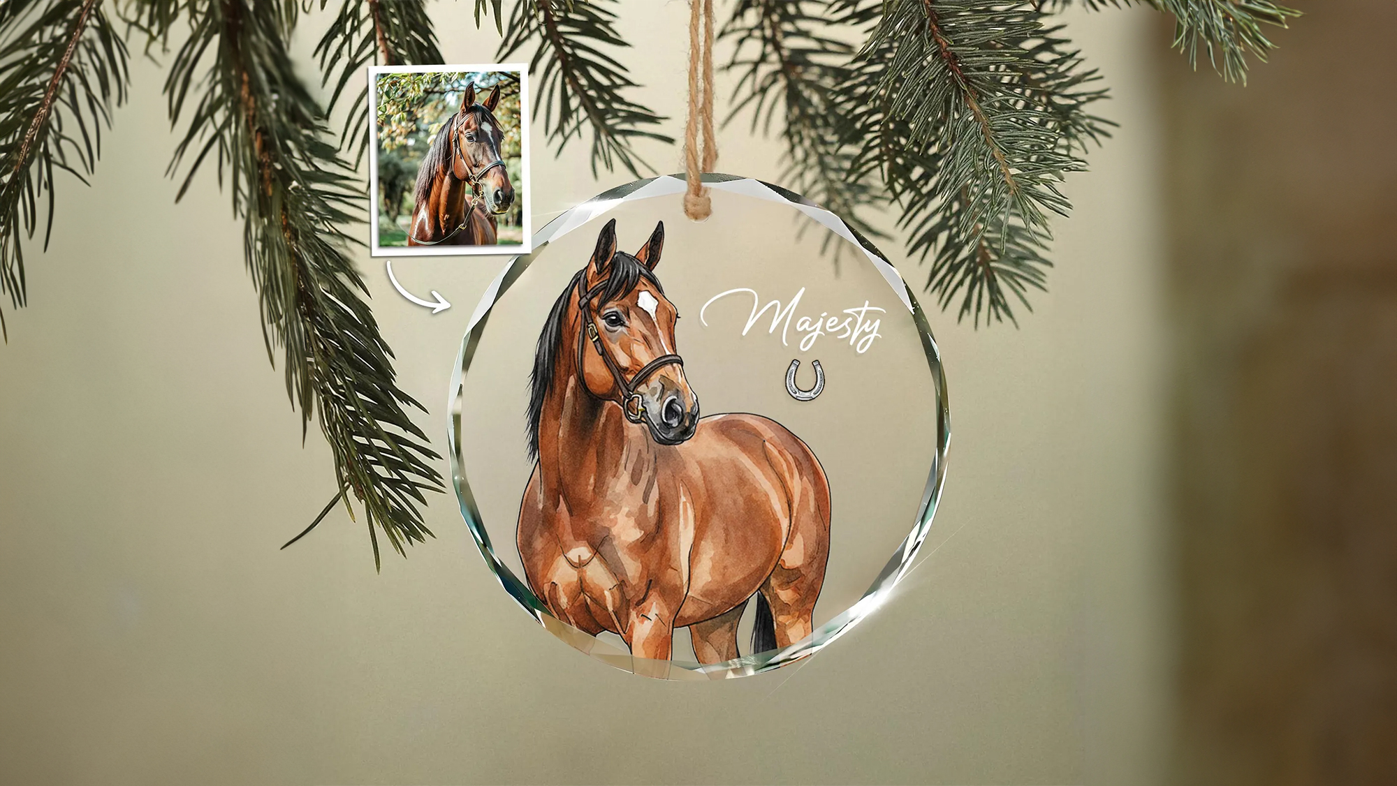 Personalised Horse portrait bauble