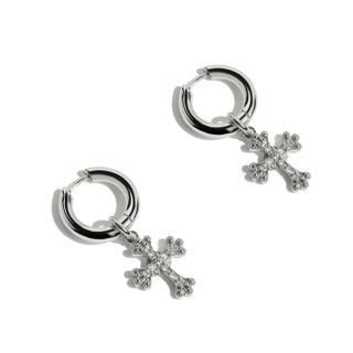 Cross Hoops Silver by Drae Collection