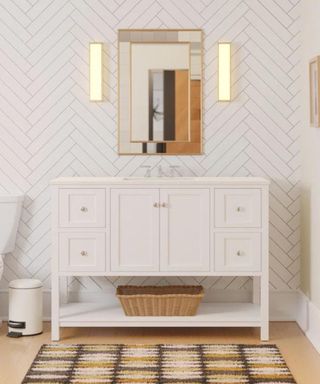 White bathroom with chrome hardware