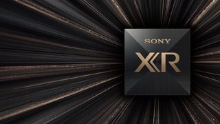 Sony XR logo on a bronze and black background