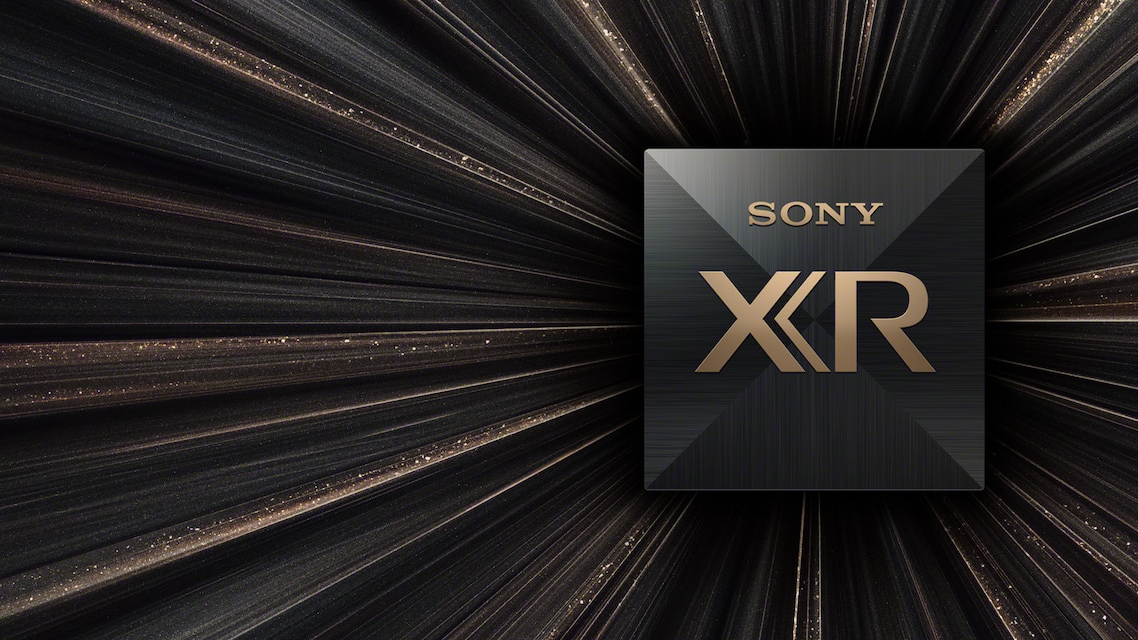 青铜色和黑色背景上的索尼XR标志
