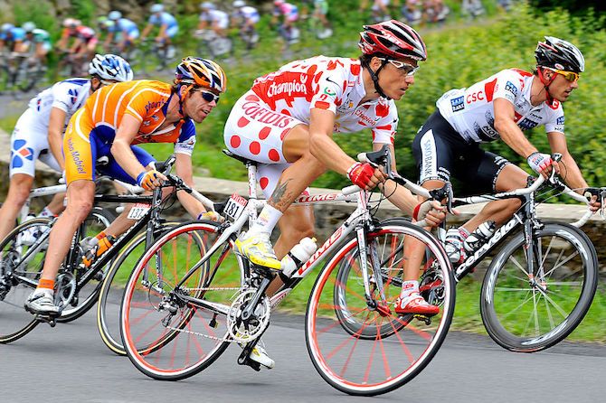 Enjoying a spell in polka-dots as best climber at the 2008 Tour de France