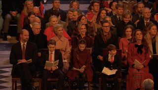 Prince William, Prince George, Princess Charlotte, Prince Louis, and Kate Middleton at the Together at Christmas carol service in London.