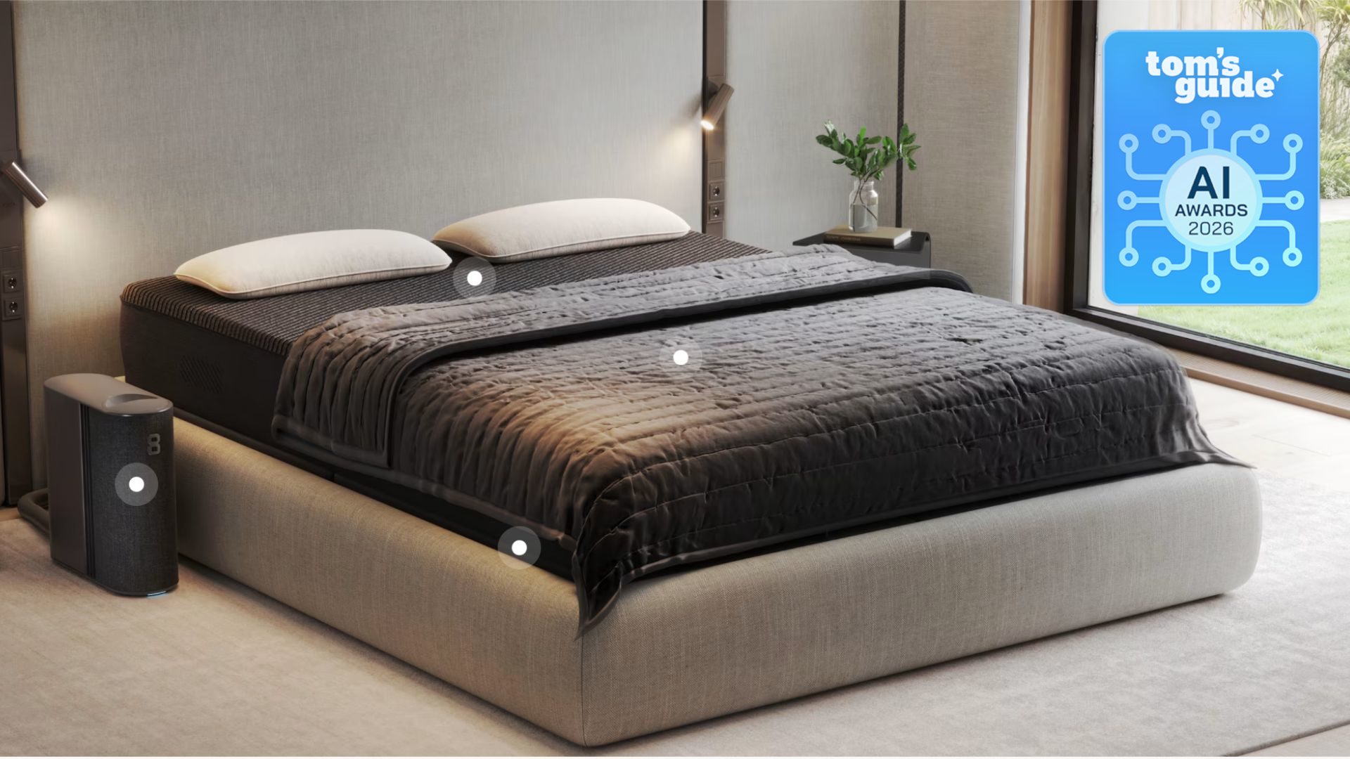 The Eight Sleep Pod 5 Ultra with a Tom's Guide AI Awards 2026 badge