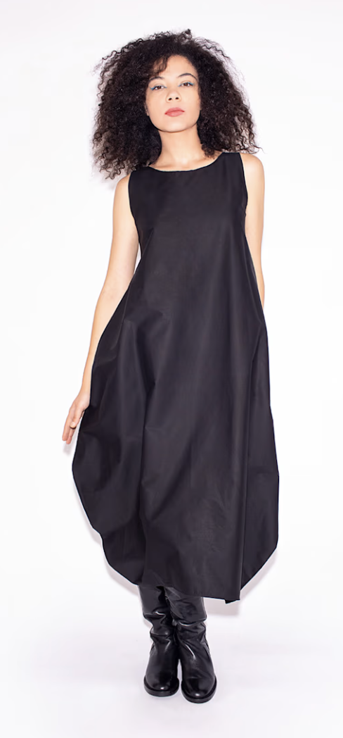 Bianca Popp, Semiballoon Dress In Black Cotton