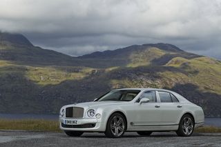 The Bentley Mulsanne with view of mountains