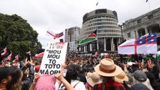 New Zealanders protest in Wellington over Māori rights on Nov. 19, 2024.