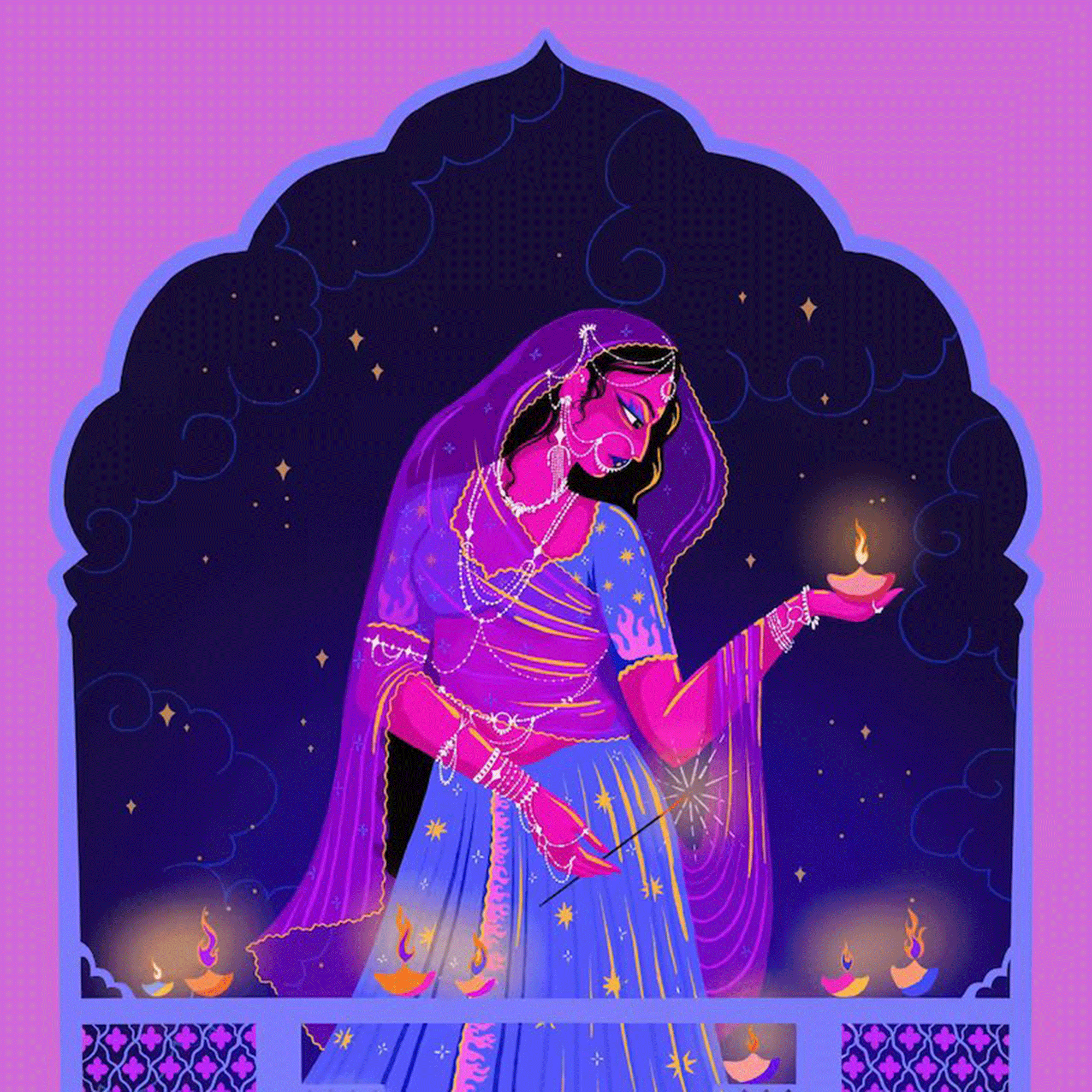 Purple Diwali print