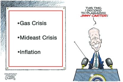 Political Cartoon U.S. biden jimmy carter gas prices israel