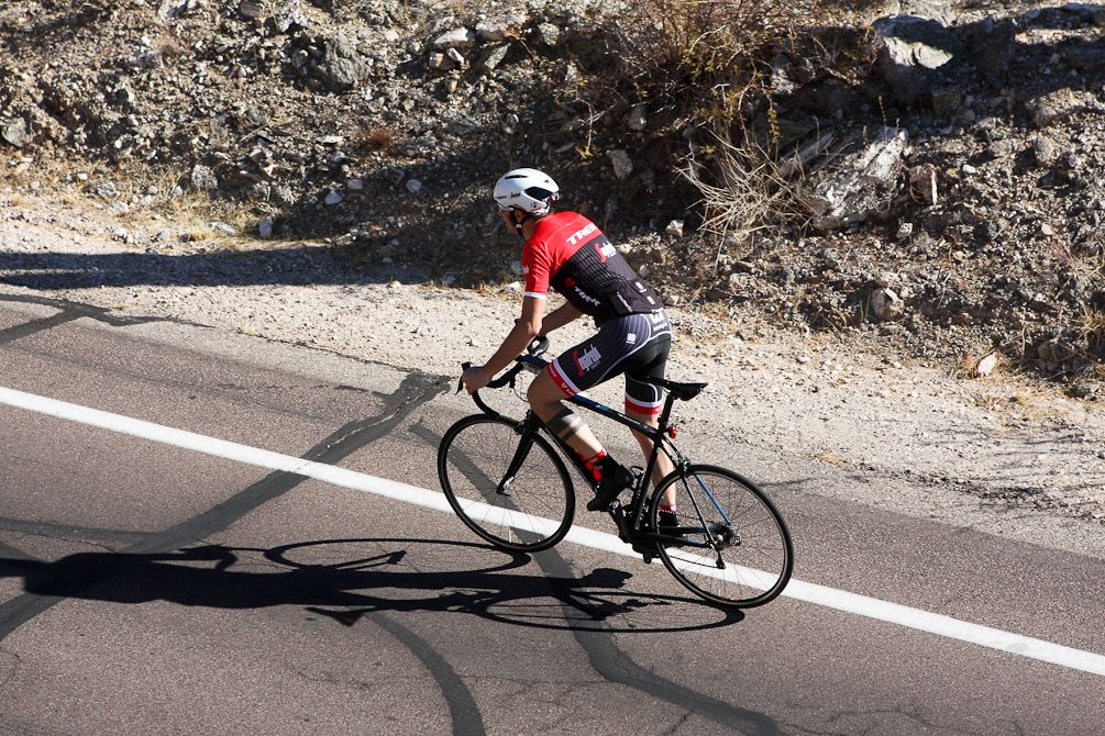 Ivan Basso on the lower slopes of the 46km climb up Mt. Lemmon