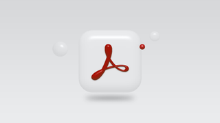 3D rendering of Adobe Acrobat logo
