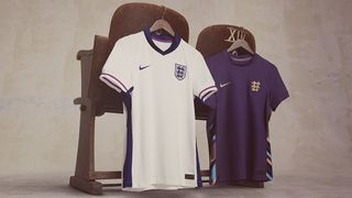 England's home and away shirts for Euro 2024