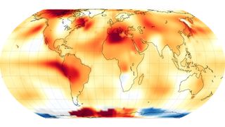 World map of global temperatures in July, 2023.