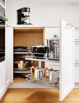 White kitchen with pull-out drawer