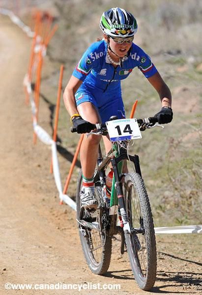 Eva Lechner (Italy) lead the early action and continued to ride strong despite a crash.