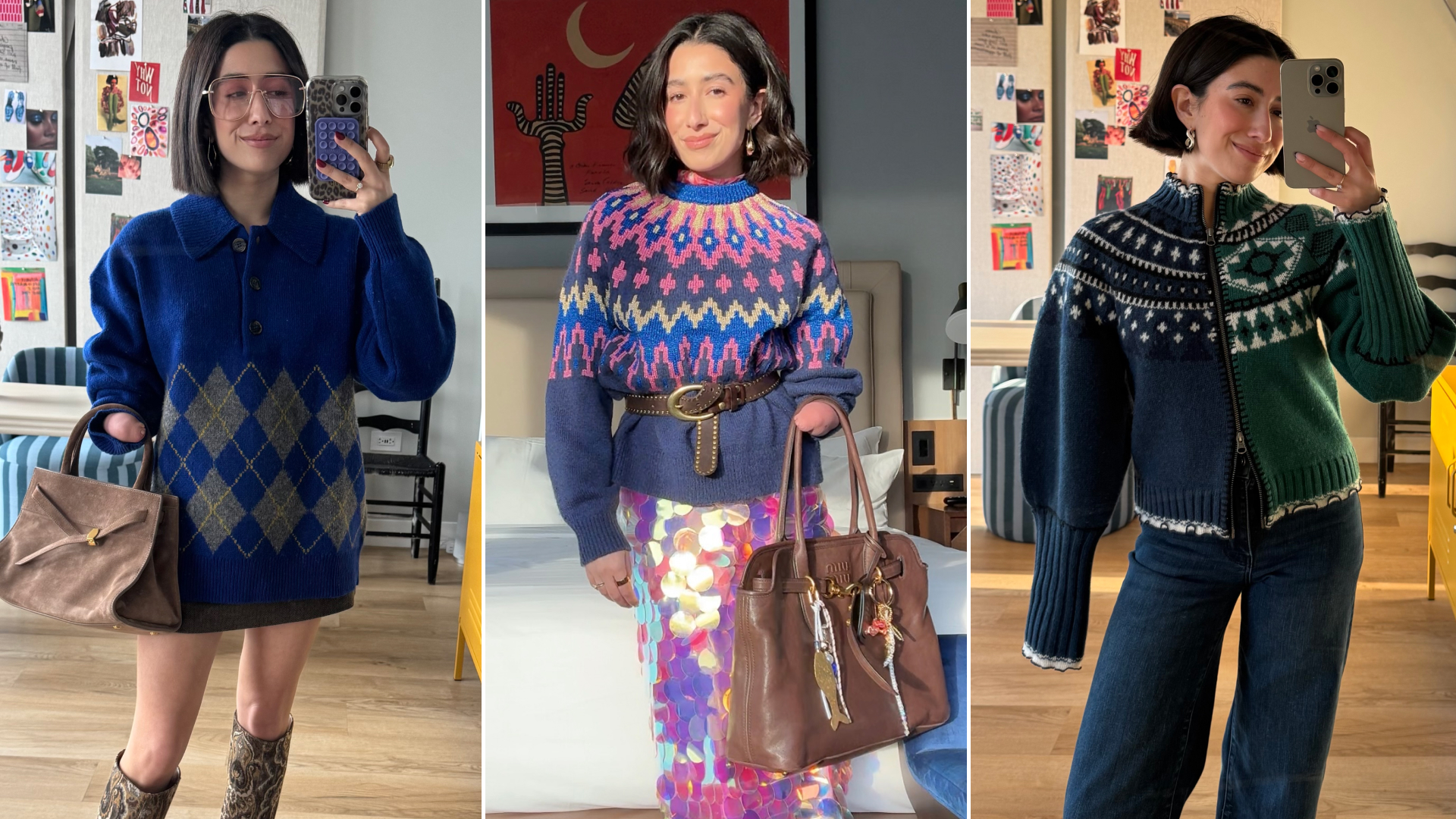 April Lockhart style at large unique sweaters