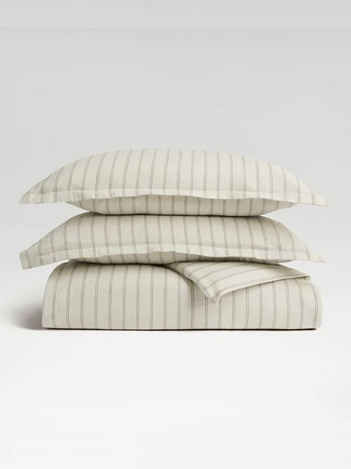 Flannel Stripe Duvet Set - Oat