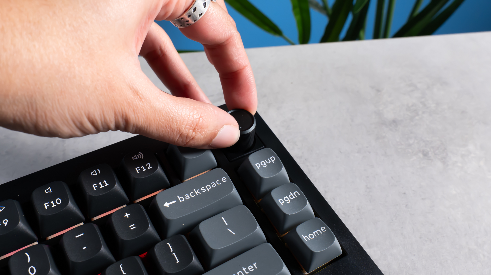 A black Keychron V1 Ultra 8K mechanical keyboard