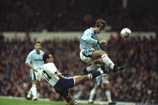 Tottenham and Manchester City in action in a Premiership match at White Hart Lane in January 1996.