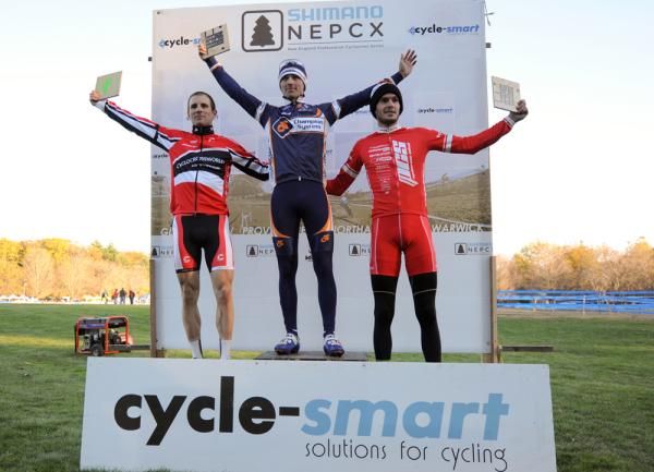 The Elite men&rsquo;s podium (L to R): Dylan McNicholas, Luke Keough, Lukas Winterberg