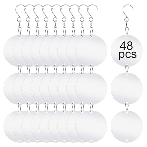 48 Pcs Reflective Bird Scare Discs Set,bird Reflectors,bird Scarer Discs Set Pigeon Deterrent,pigeons Away From House,bird Window Strike Prevention&amp;#65292;woodpecker Deterrent for House