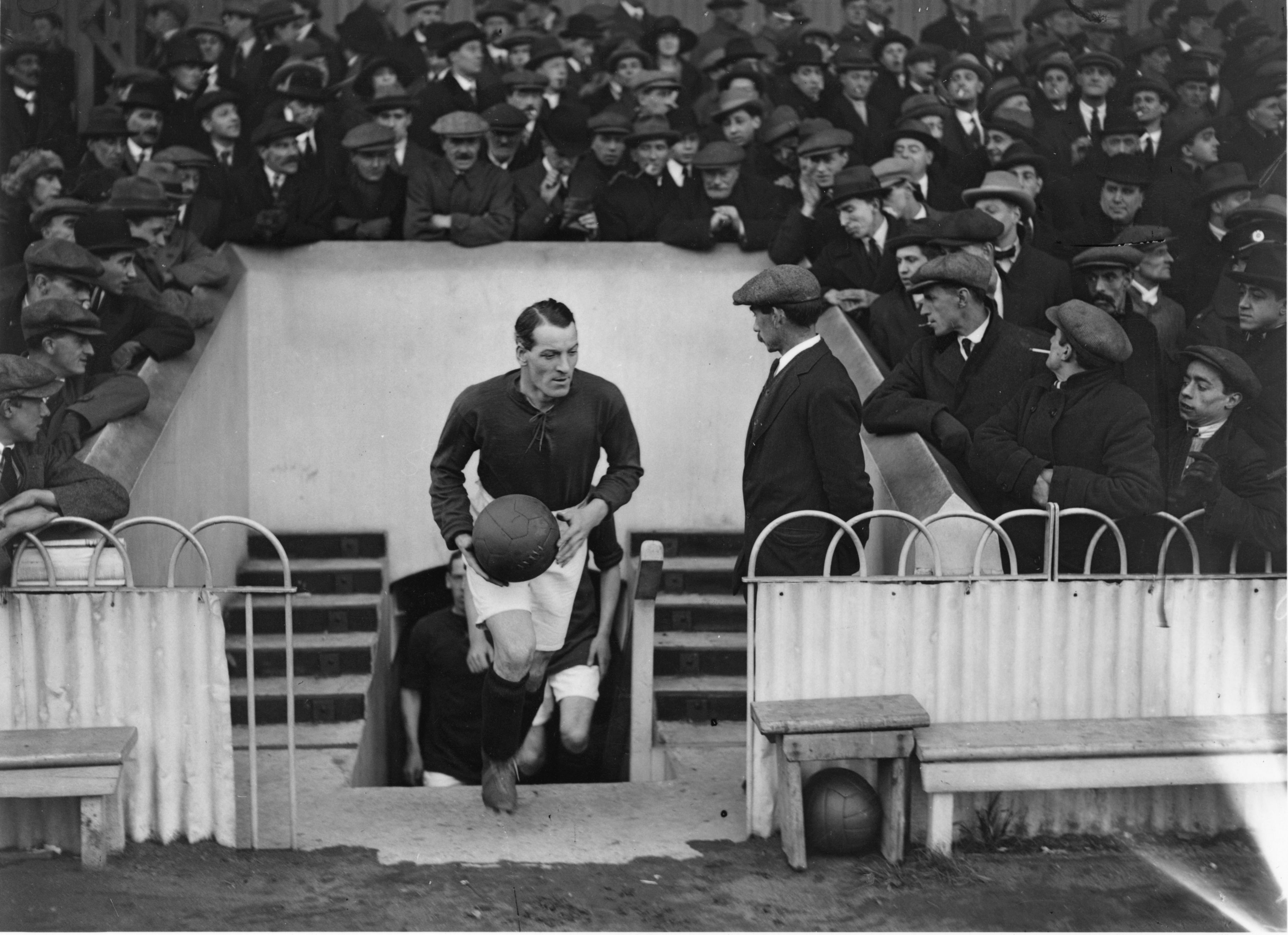 Liverpool run out for a match in July 1926.