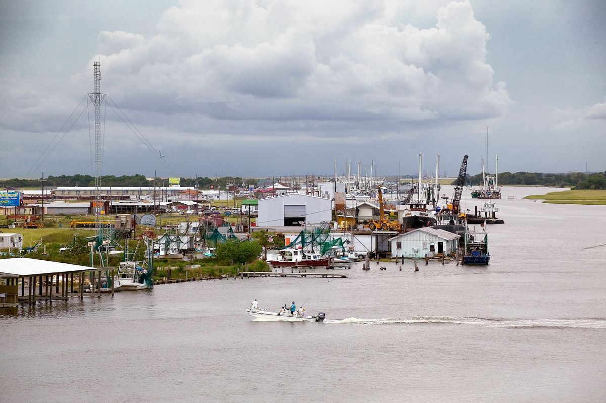 A scene along the water in Leeville, La., a coastal community still hurting from the impacts of the 2010 Deepwater Horizon oil spill in the Gulf of Mexico.