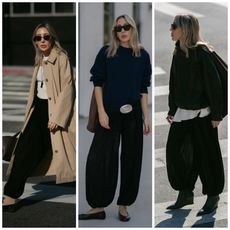 Angela FInk wearing balloon pants