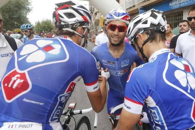 Nacer Bouhanni (FDJ) enjoys the win with his teammates