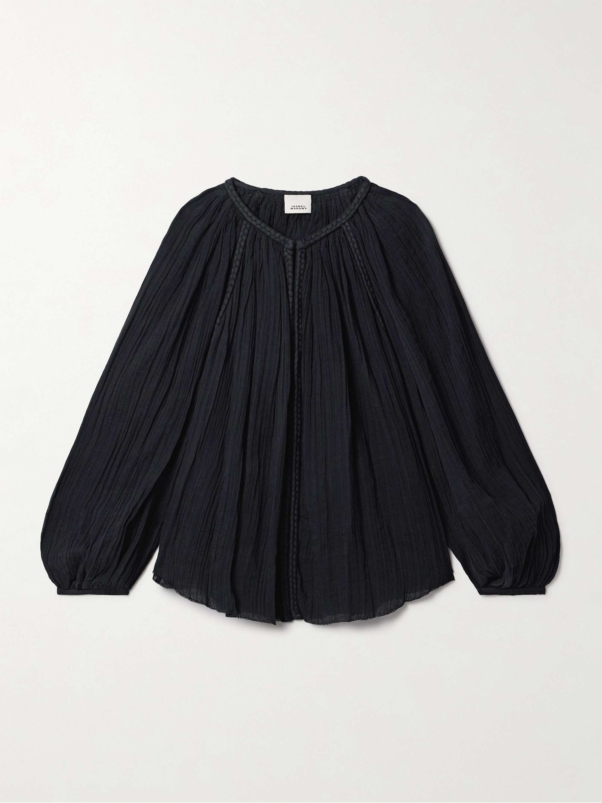 Jenna Gathered Organic Cotton-Gauze Blouse