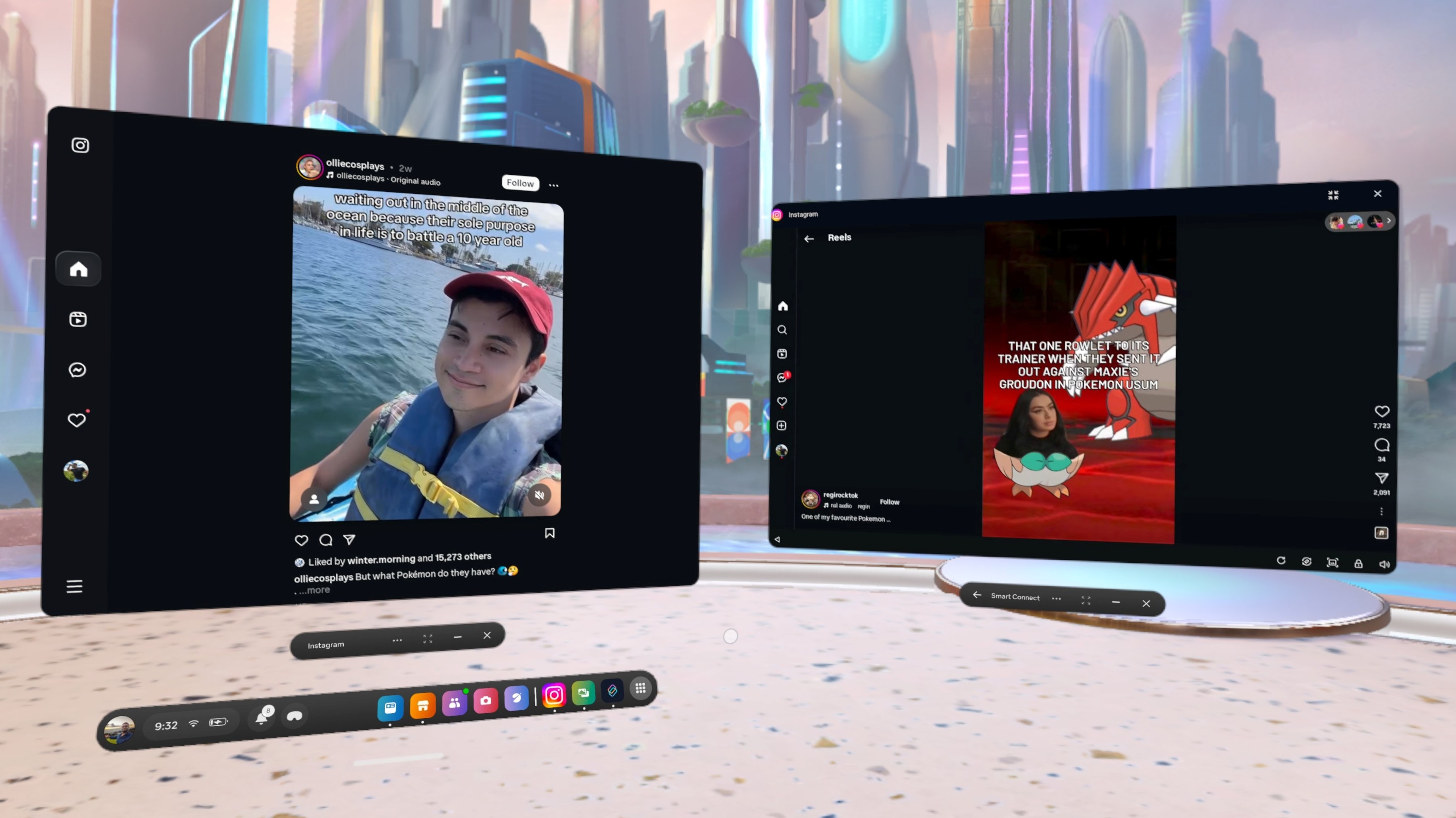 Native Instagram and Instagram via Smart Connect on the Quest 3